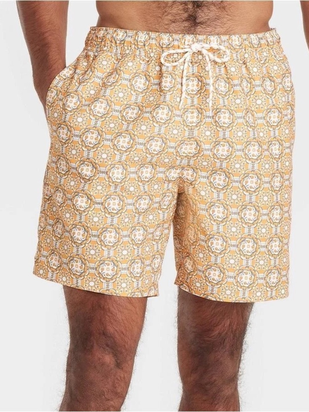 Goodfellow & Co Yellow Geometric Print Swim Trunks